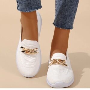 Wide Fit Trainers Women Metal Chain Walking Casual Low Top Orthopedic Casual 38